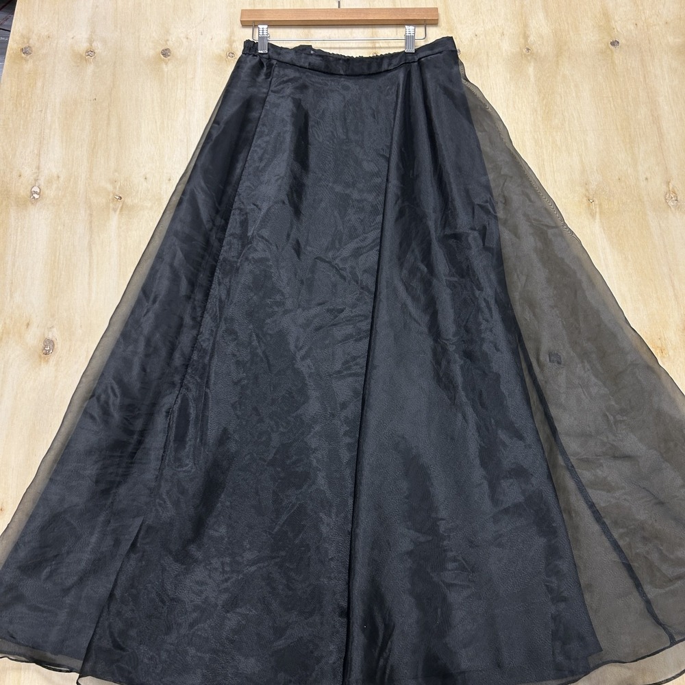 J.B.S. LTD. Skirt Womens Large Black Chiffon Maxi Long Lined Elastic Waist Party